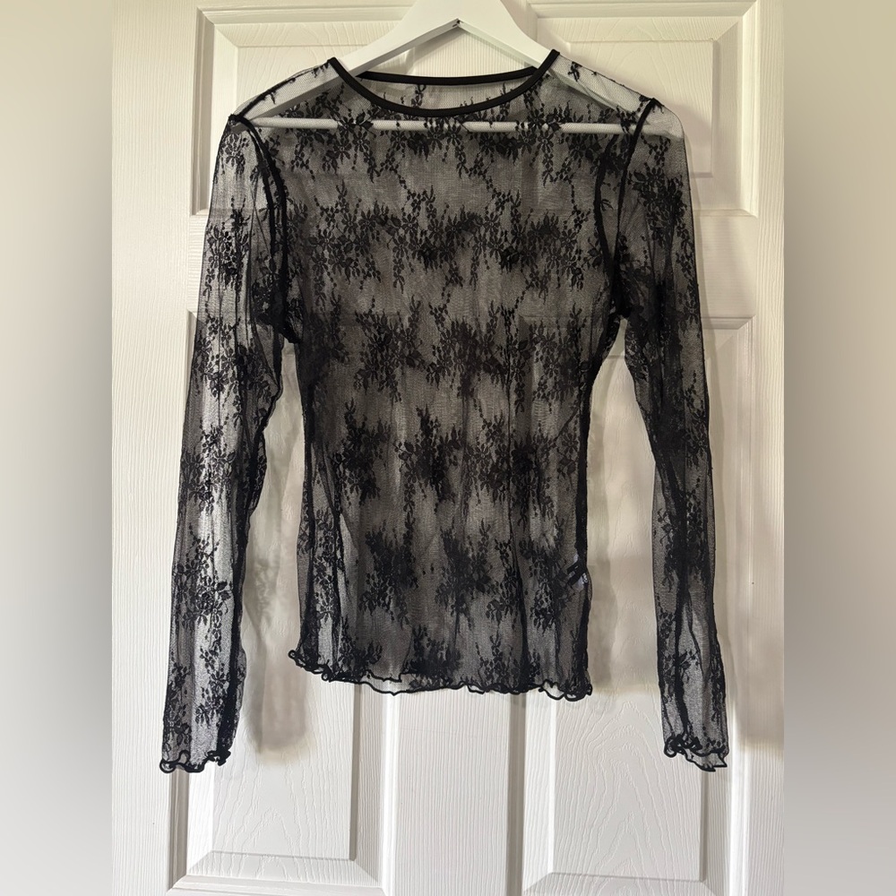 Black Lace Sheer Top